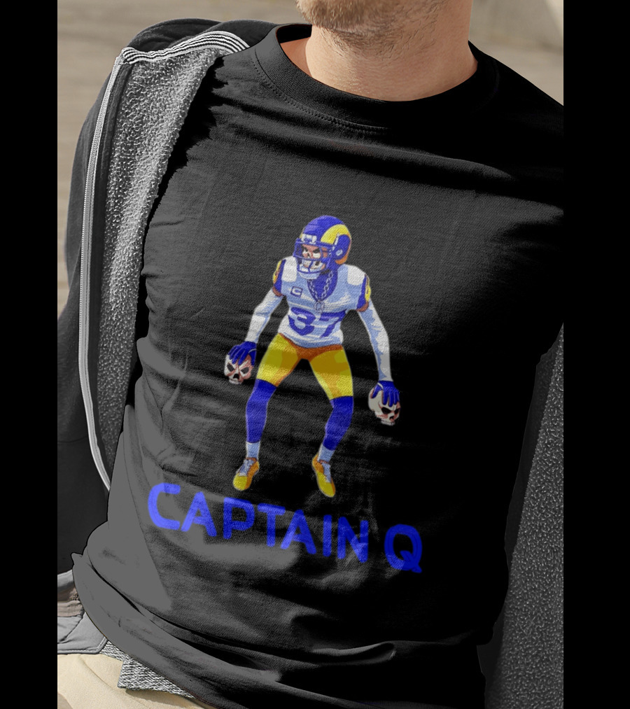 Captain Q Los Angeles Rams Number 37 Skull Hands T-Shirt