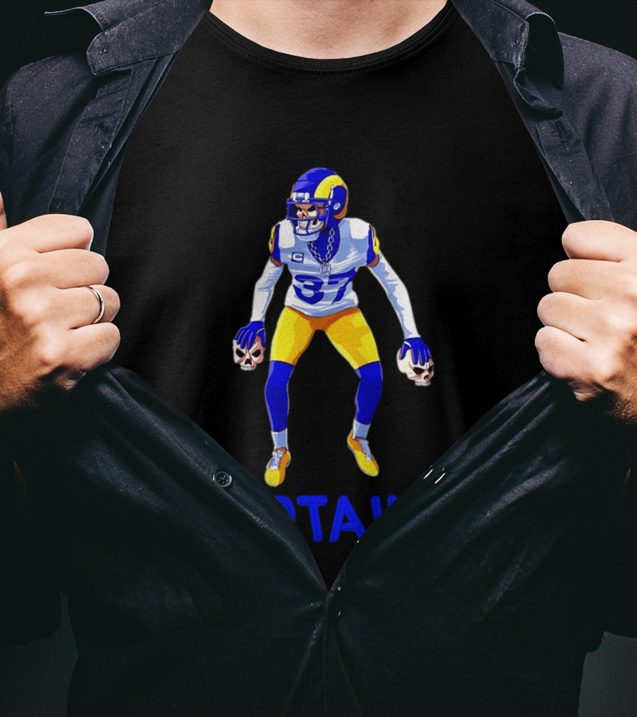 Captain Q Los Angeles Rams Number 37 Skull Hands T-Shirt
