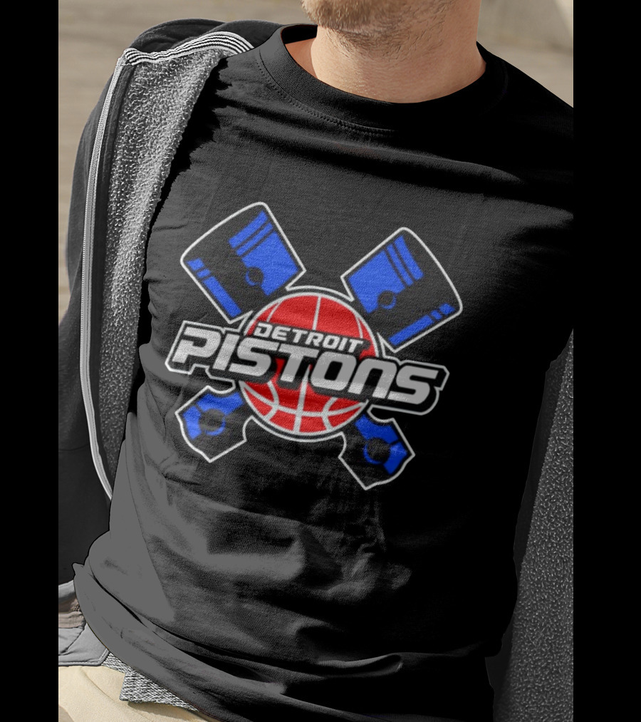 Detroit Pistons Basketball Team Crossed Pistons And Ball T-Shirt