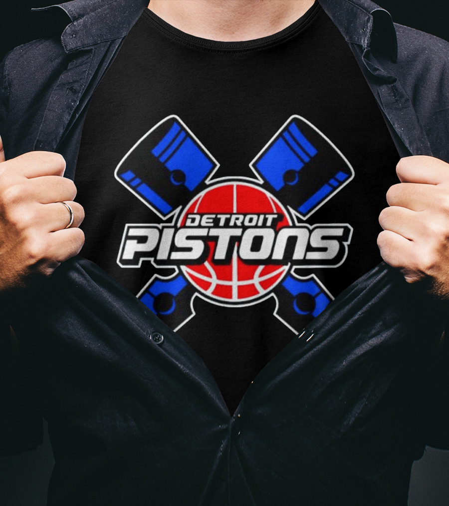 Detroit Pistons Basketball Team Crossed Pistons And Ball T-Shirt