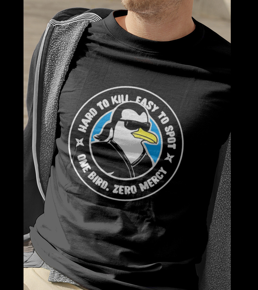 Hard To Kill Easy To Spot One Bird Zero Mercy Penguin Ninja T-Shirt