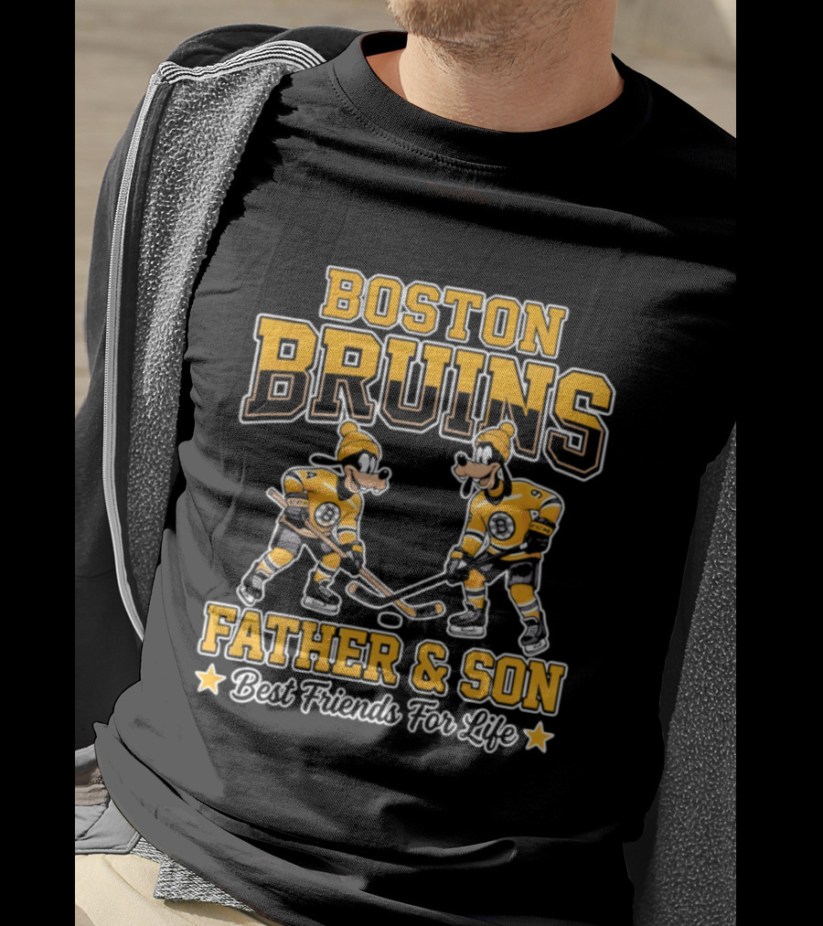 Boston Bruins Father Son Best Friends For Life Disney Goofy T-Shirt