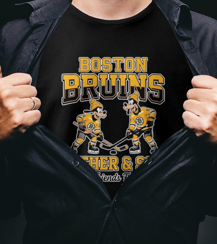 Boston Bruins Father Son Best Friends For Life Disney Goofy T-Shirt