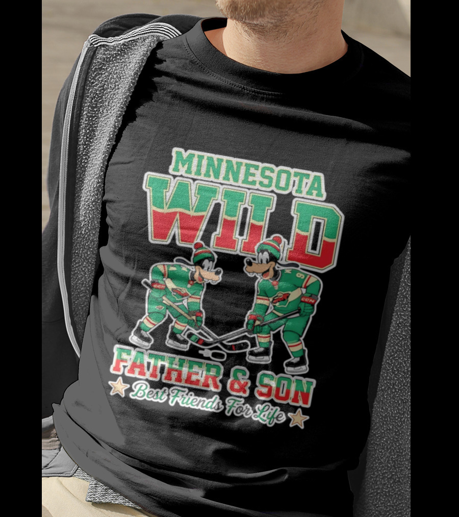 Minnesota Wild Goofy Father And Son Best Friends For Life NHL Hockey T-Shirt
