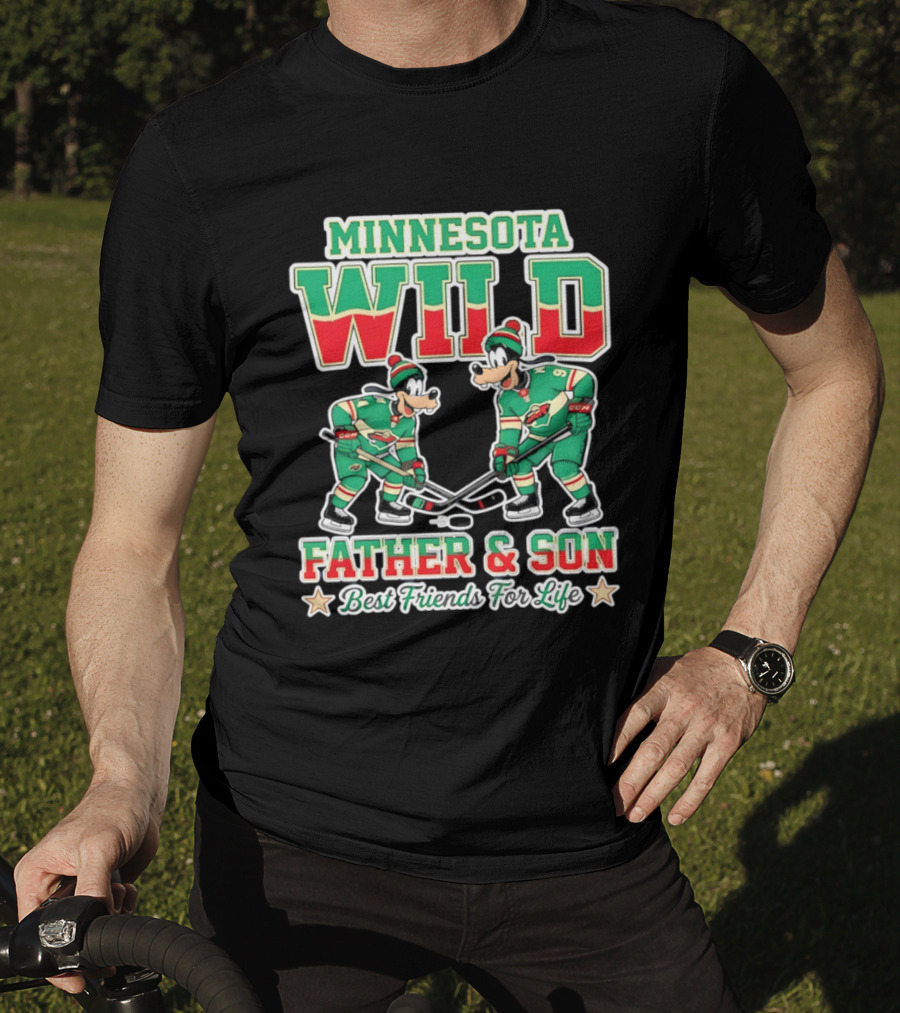 Minnesota Wild Goofy Father And Son Best Friends For Life NHL Hockey T-Shirt