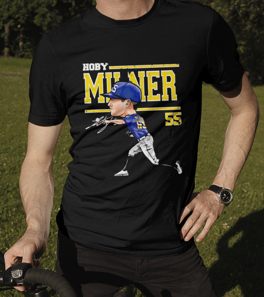 Hoby Milner Milwaukee 55 Cartoon Pitcher T-Shirt