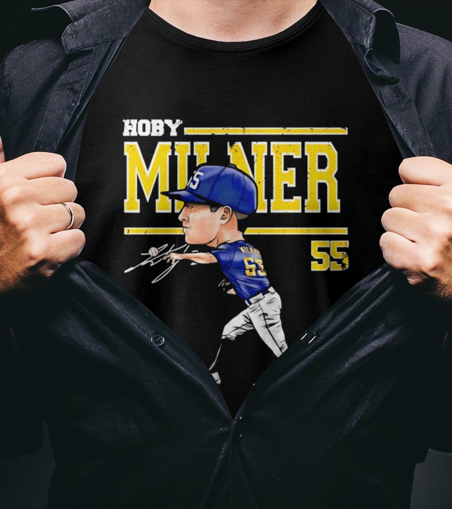 Hoby Milner Milwaukee 55 Cartoon Pitcher T-Shirt
