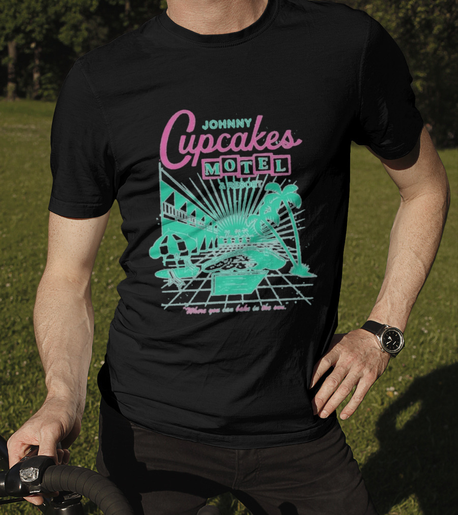 Johnny Cupcakes Motel Retro Resort Poolside Vibes Bake In The Sun Experience T-Shirt