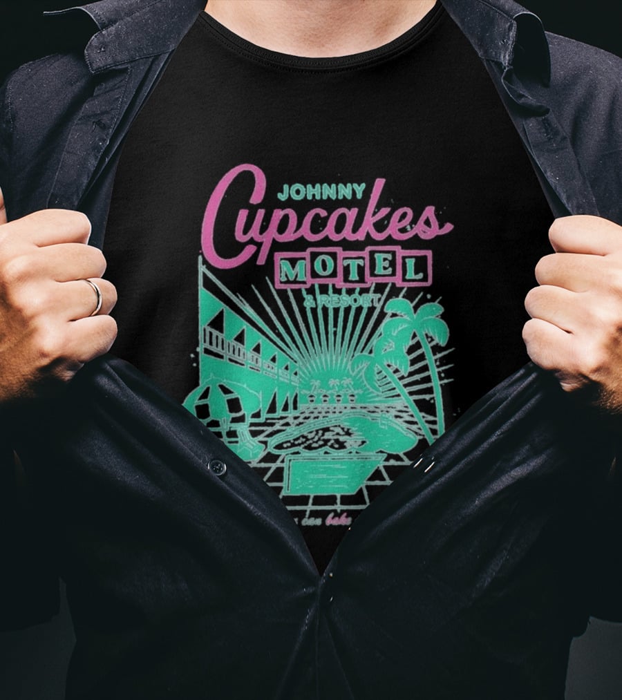 Johnny Cupcakes Motel Retro Resort Poolside Vibes Bake In The Sun Experience T-Shirt