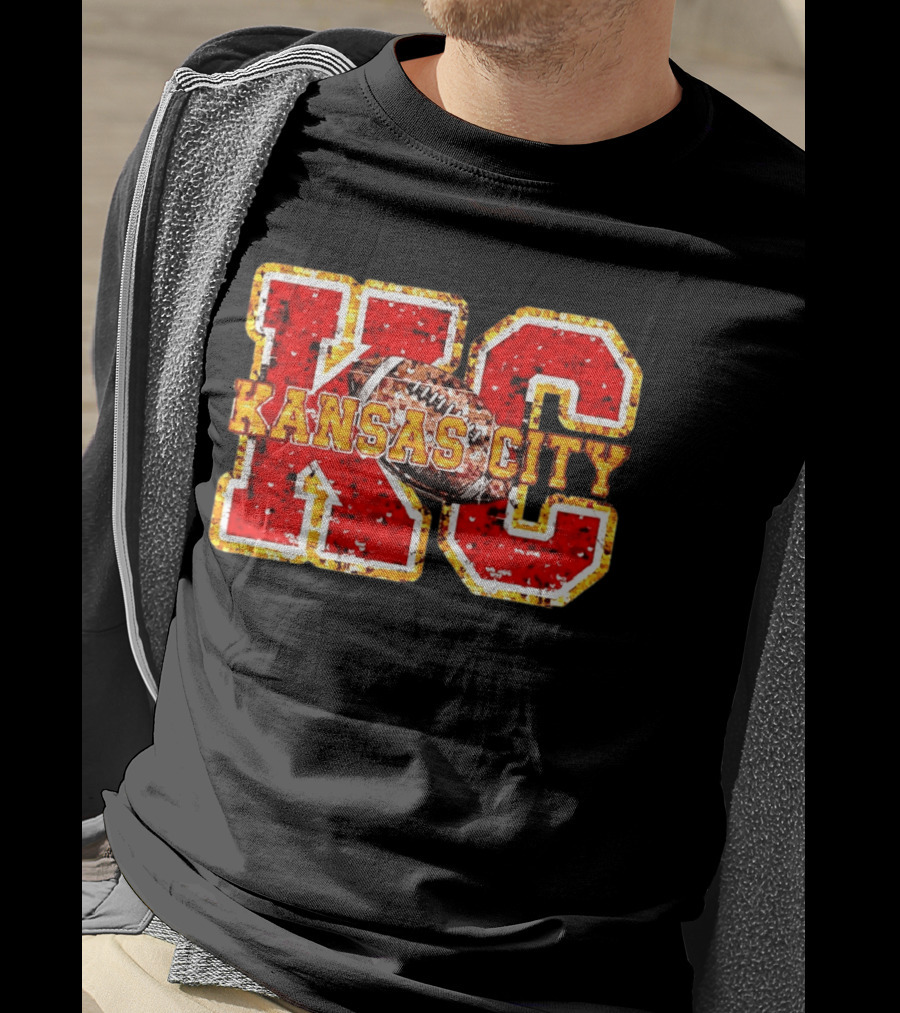 Kansas City Chiefs Football KC Faux Sequin T-Shirt