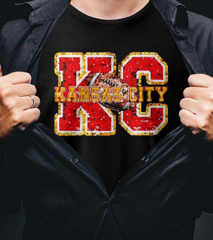 Kansas City Chiefs Football KC Faux Sequin T-Shirt