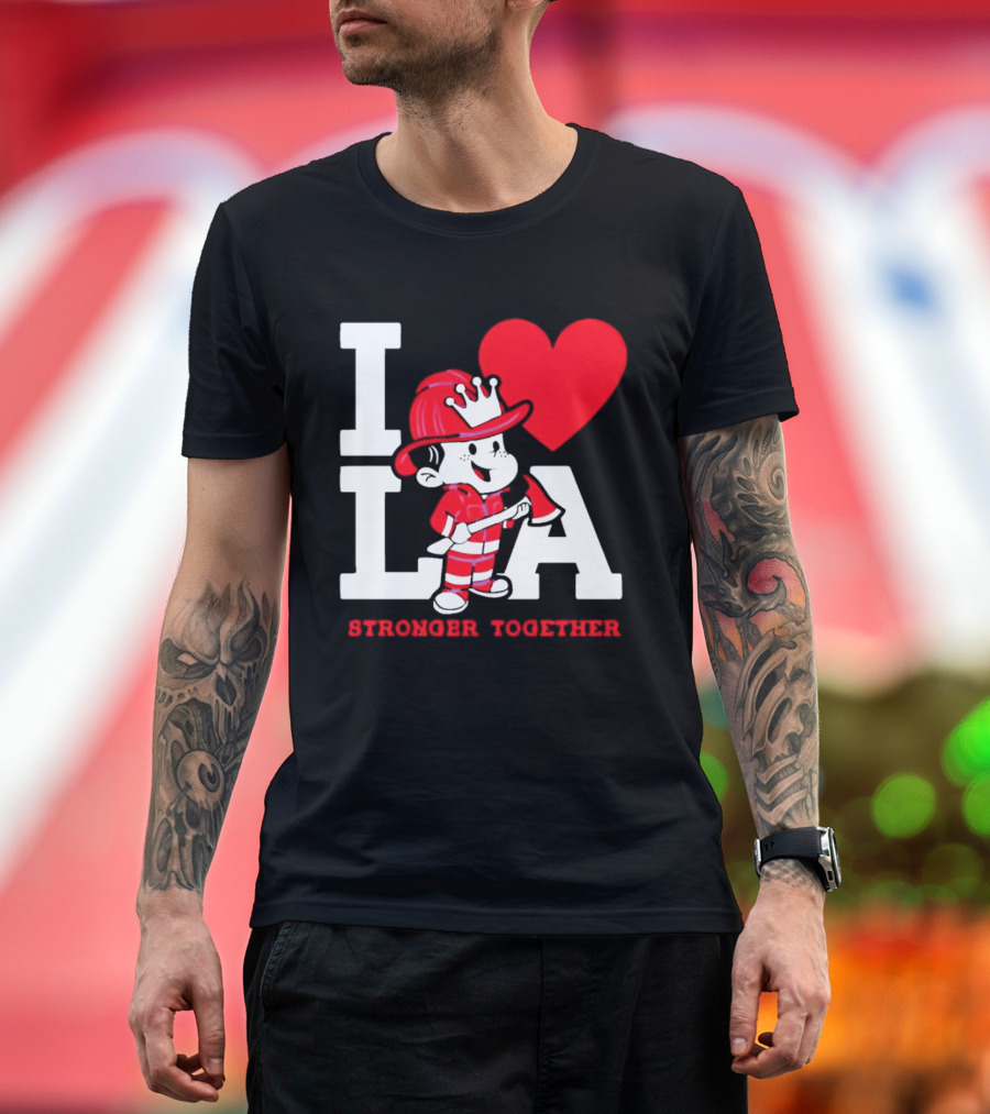 I Love LA Firefighter Stronger Together T-Shirt
