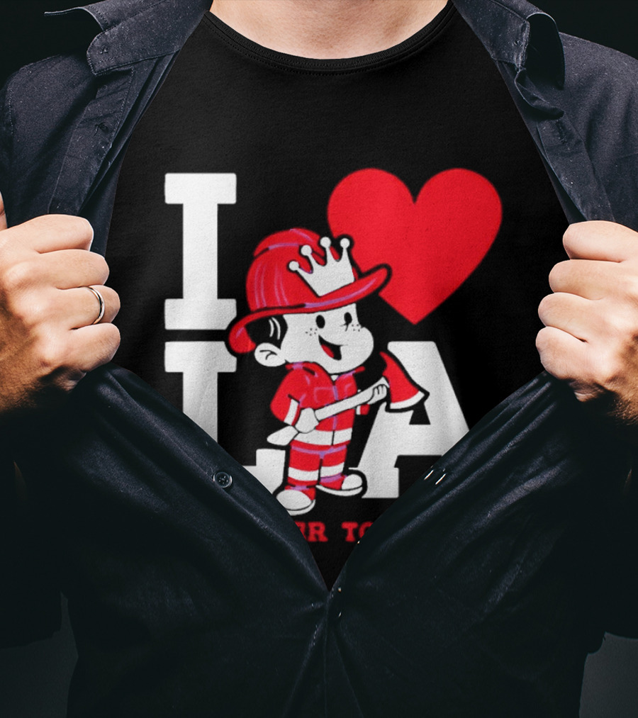 I Love LA Firefighter Stronger Together T-Shirt