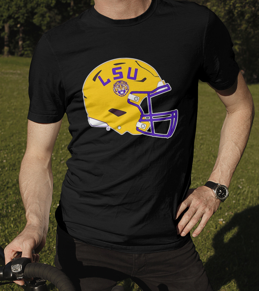 LSU Tigers Football Helmet Yellow Purple Team T-Shirt
