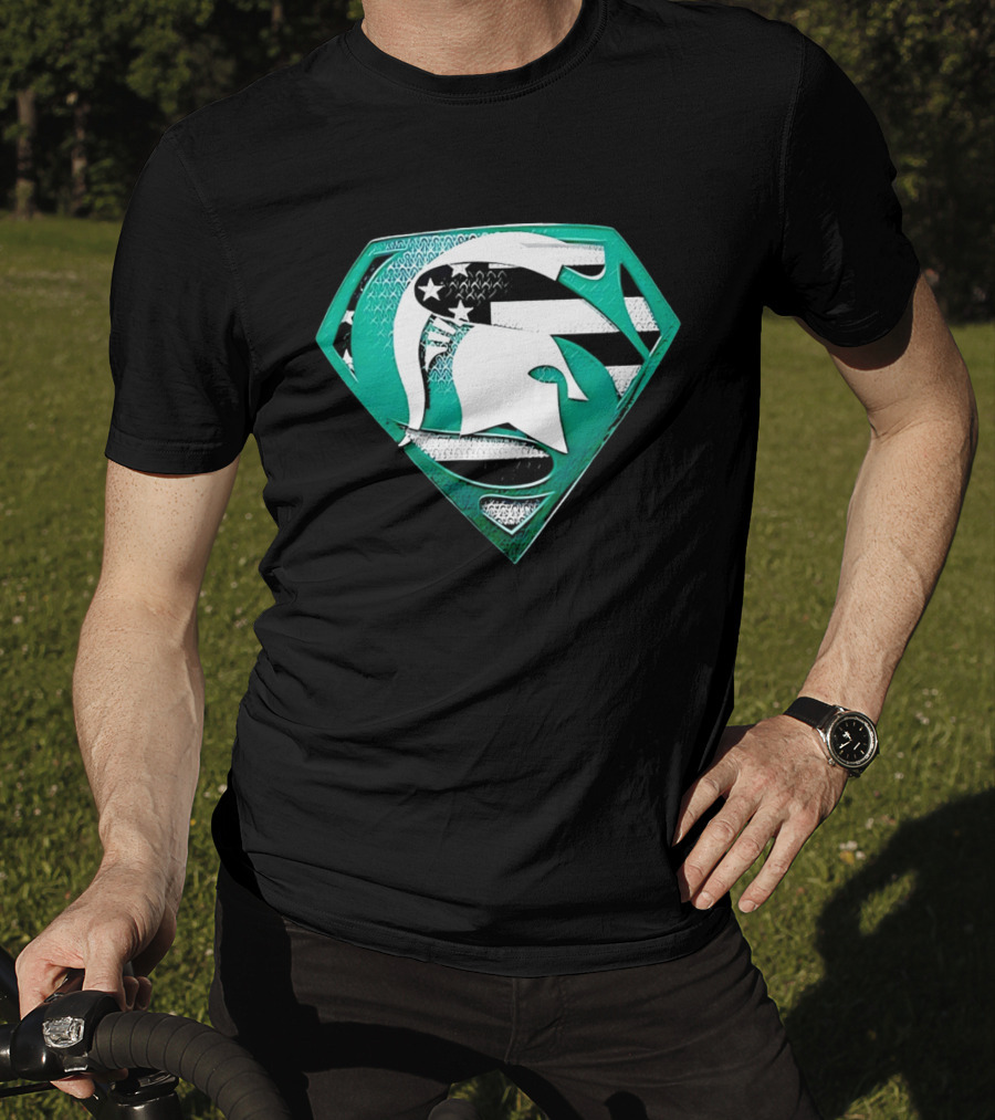 Michigan State Spartans Superman American Flag T-Shirt
