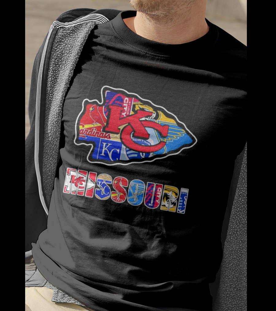 Missouri Sports Teams KC Chiefs Cardinals Royals Blues Sporting Arrowhead T-Shirt