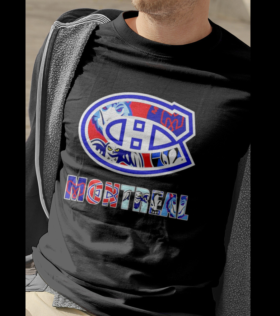 Montreal Canadiens And Sports Teams Emblem Montage T-Shirt