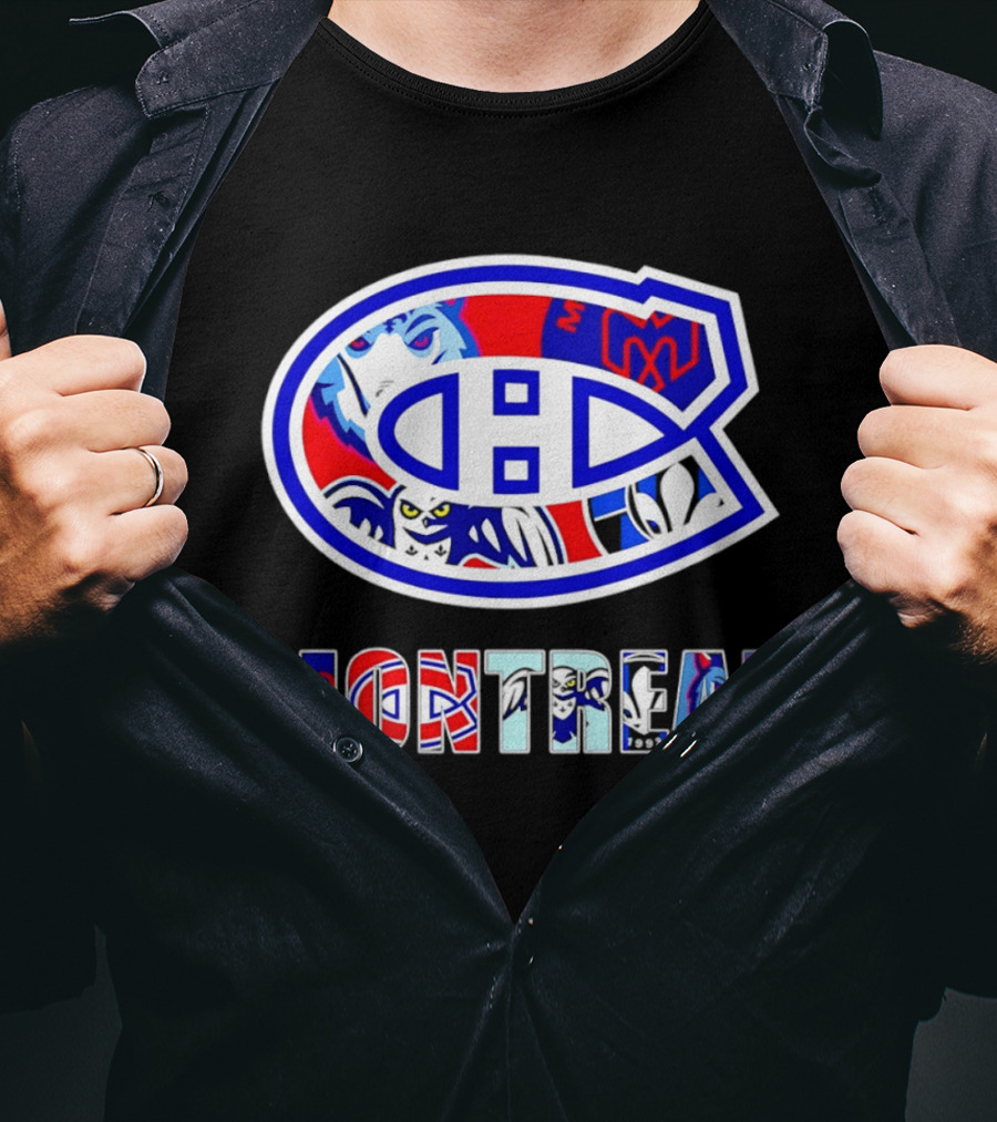 Montreal Canadiens And Sports Teams Emblem Montage T-Shirt