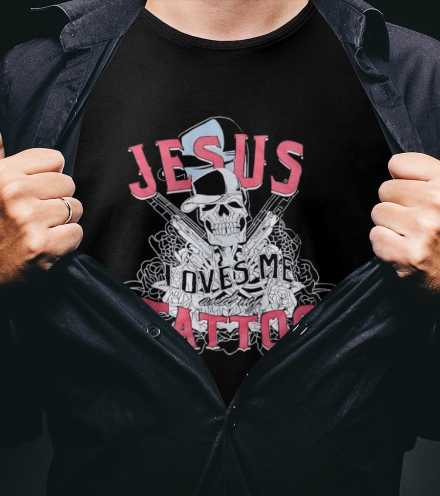Jesus Loves Me Skeleton Tattoo T-Shirt