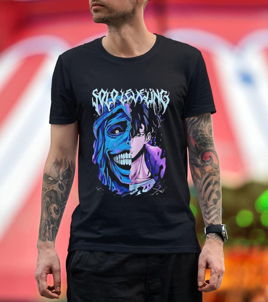 Solo Leveling Split Face Cotton Anime T-Shirt