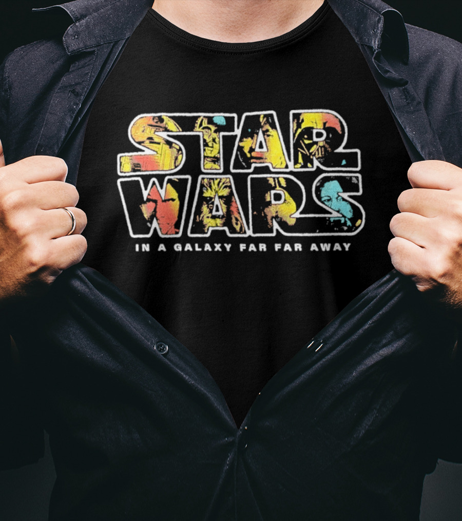 Star Wars In A Galaxy Far Far Away R2D2 C3PO Luke Skywalker Darth Vader Han Solo Chewbacca Leia T-Shirt