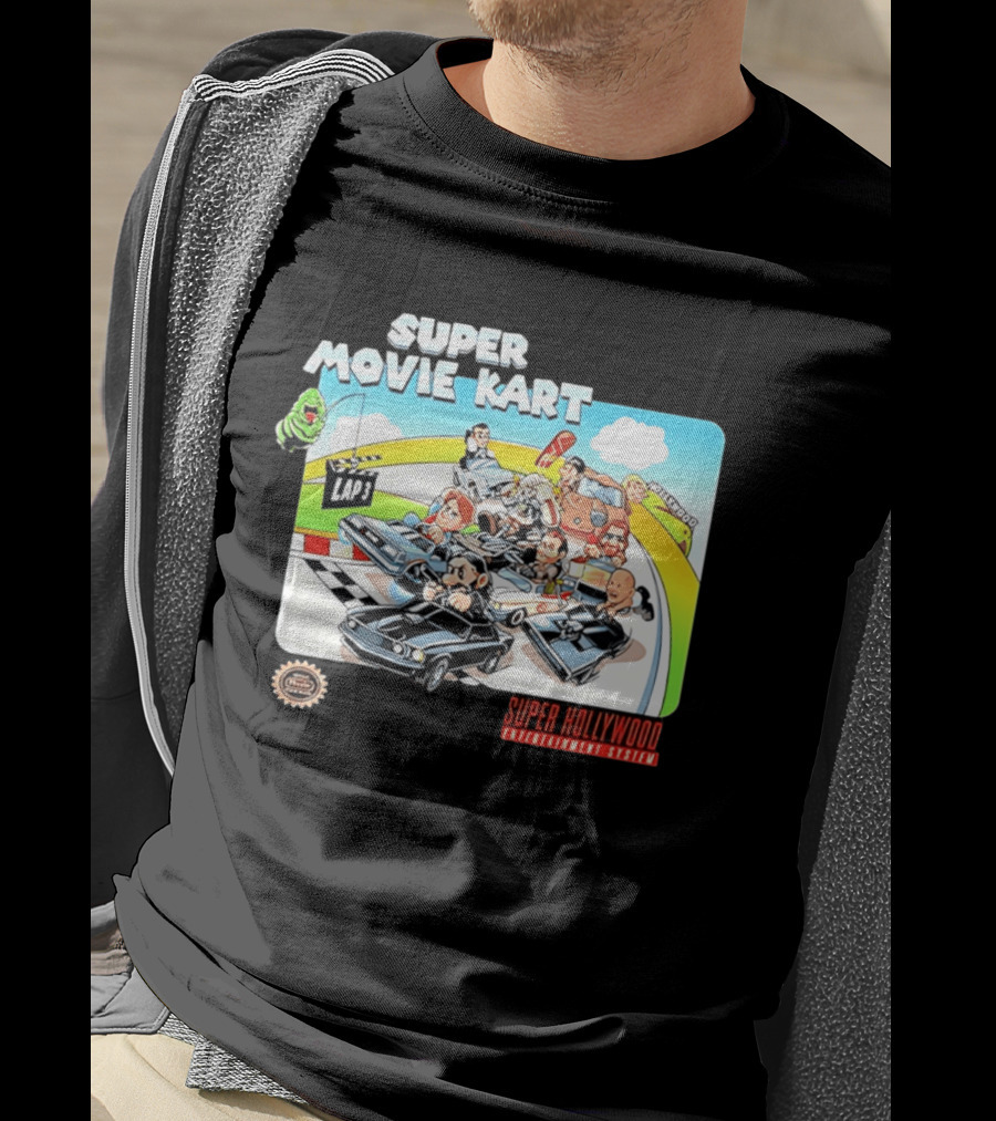 Super Movie Kart Super Hollywood Entertainment System John Wick Back To The Future Ghostbusters Mad Max Rocky T-Shirt