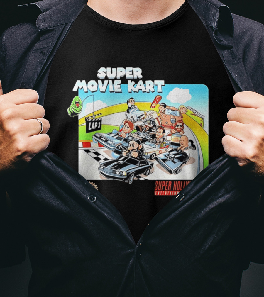 Super Movie Kart Super Hollywood Entertainment System John Wick Back To The Future Ghostbusters Mad Max Rocky T-Shirt
