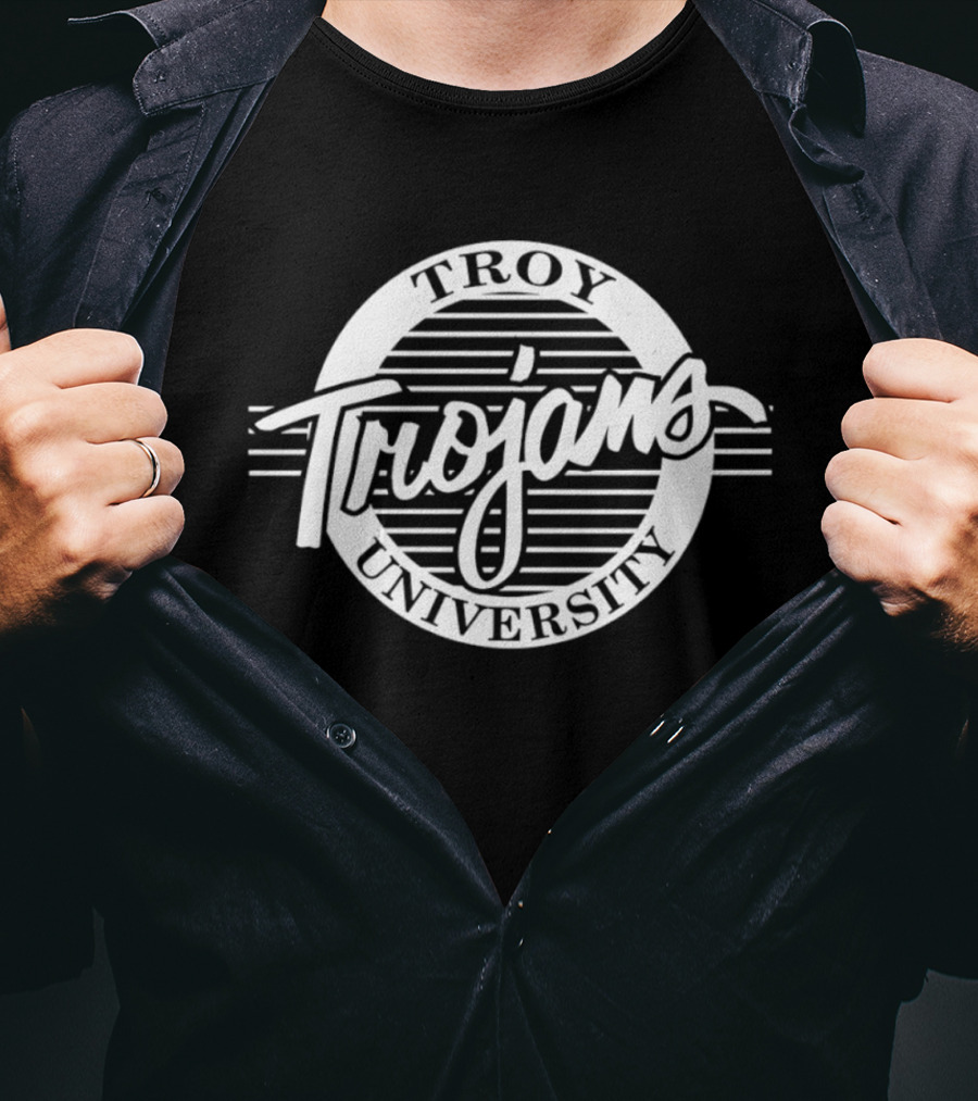 Troy University Trojans Classic Retro Sports Circular T-Shirt