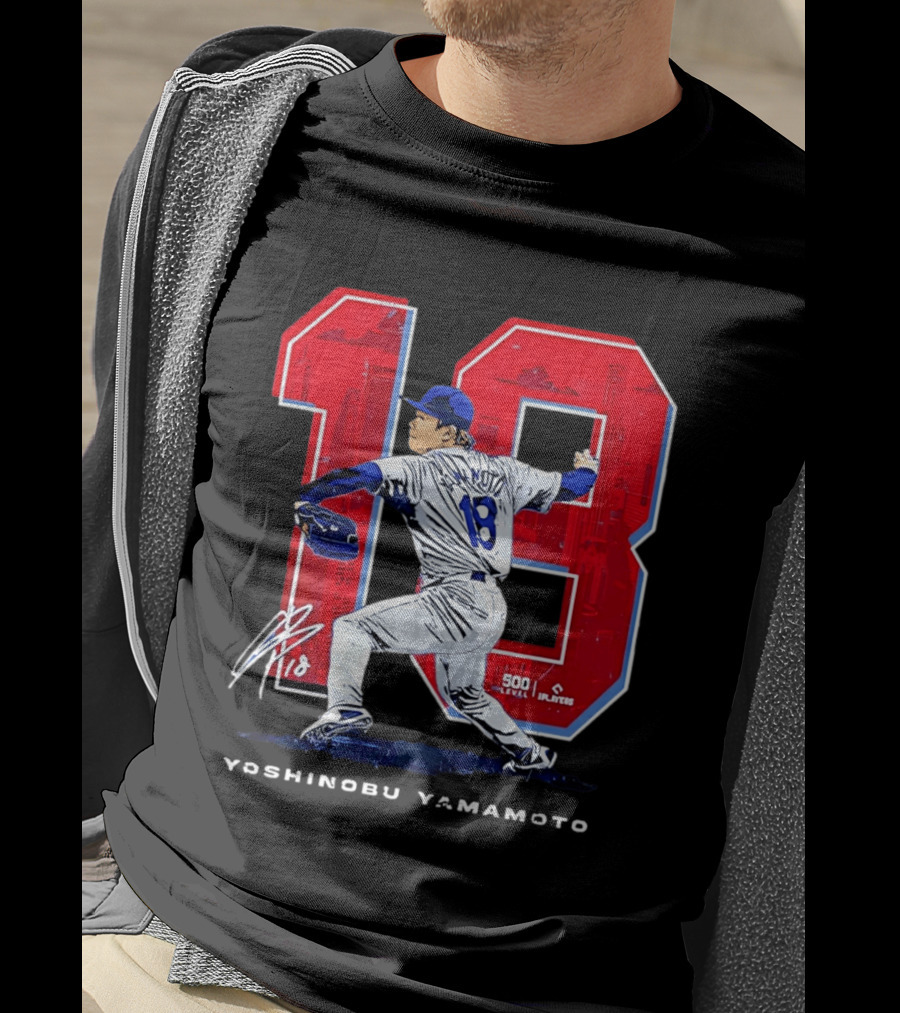 Yoshinobu Yamamoto 18 Los Angeles Dodgers Signature Japanese Pitcher T-Shirt