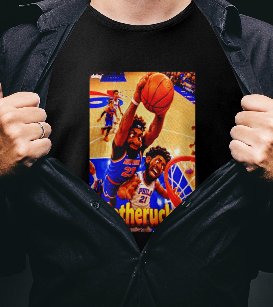 Motherucker New York 23 Vs Philly 21 Basketball Caricature T-Shirt