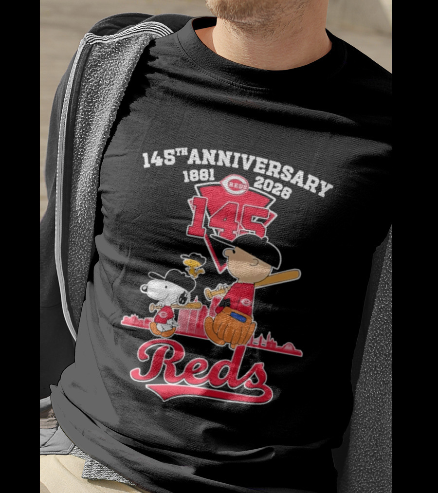 Charlie Brown Snoopy Cincinnati Reds 145th Anniversary 1881 2026 T-Shirt