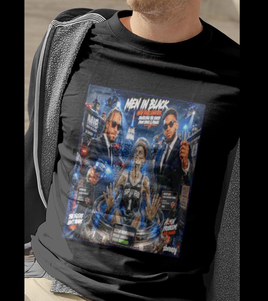 Victor Wembanyama Men In Black New York Crossover Knicks Vs Spurs NBA Showdown T-Shirt