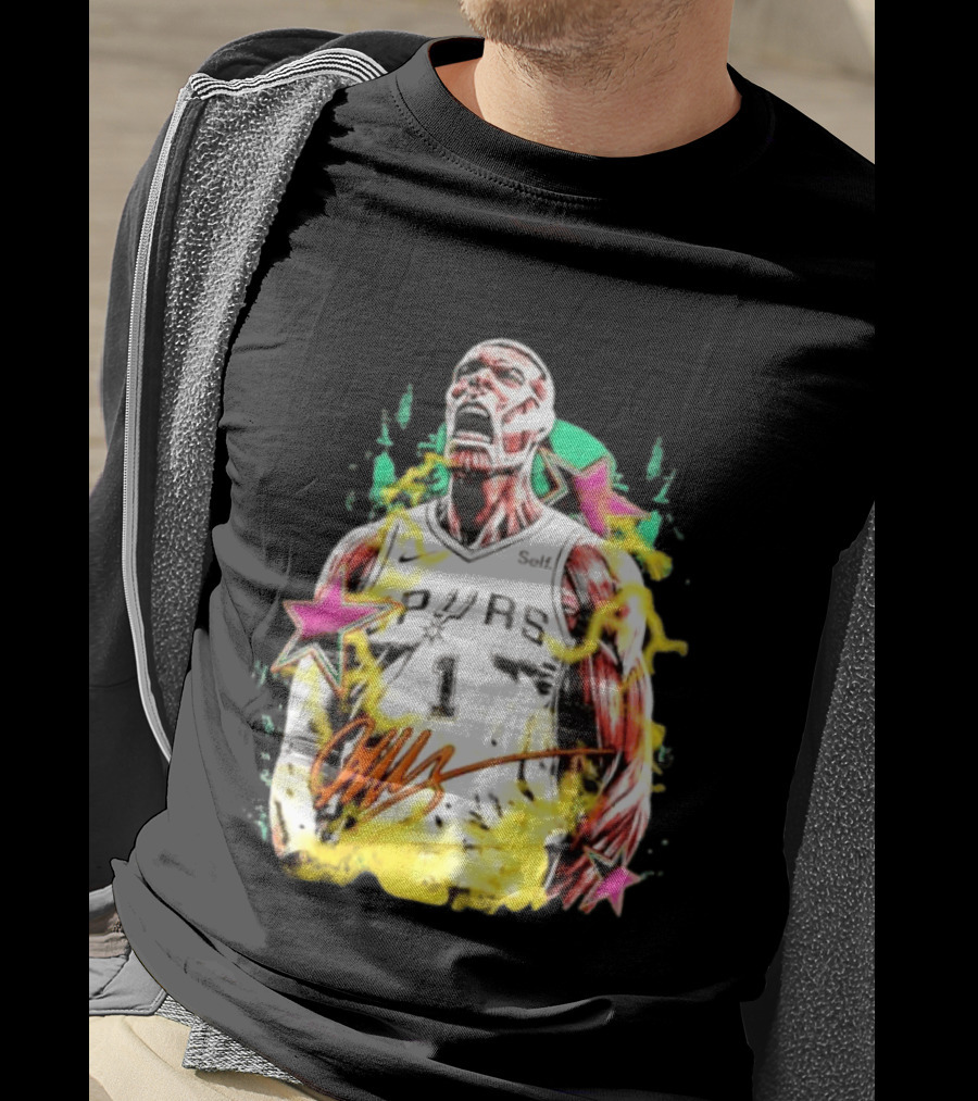 Victor Wembanyama San Antonio Spurs Attack On Titan Colossal Titan Spurs 1 Self Signature T-Shirt
