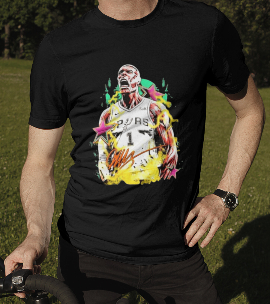 Victor Wembanyama San Antonio Spurs Attack On Titan Colossal Titan Spurs 1 Self Signature T-Shirt