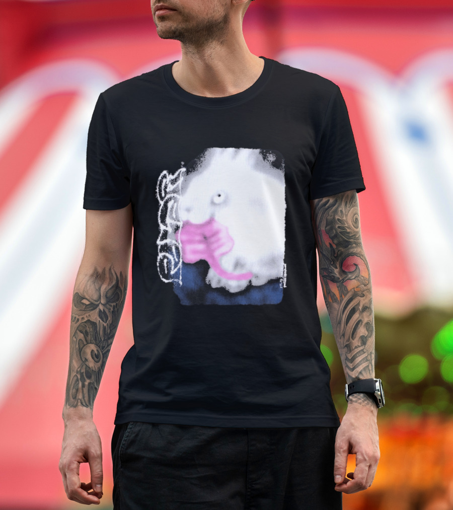 Flatspot Polar Rabbit With Pink Ribbon T-Shirt