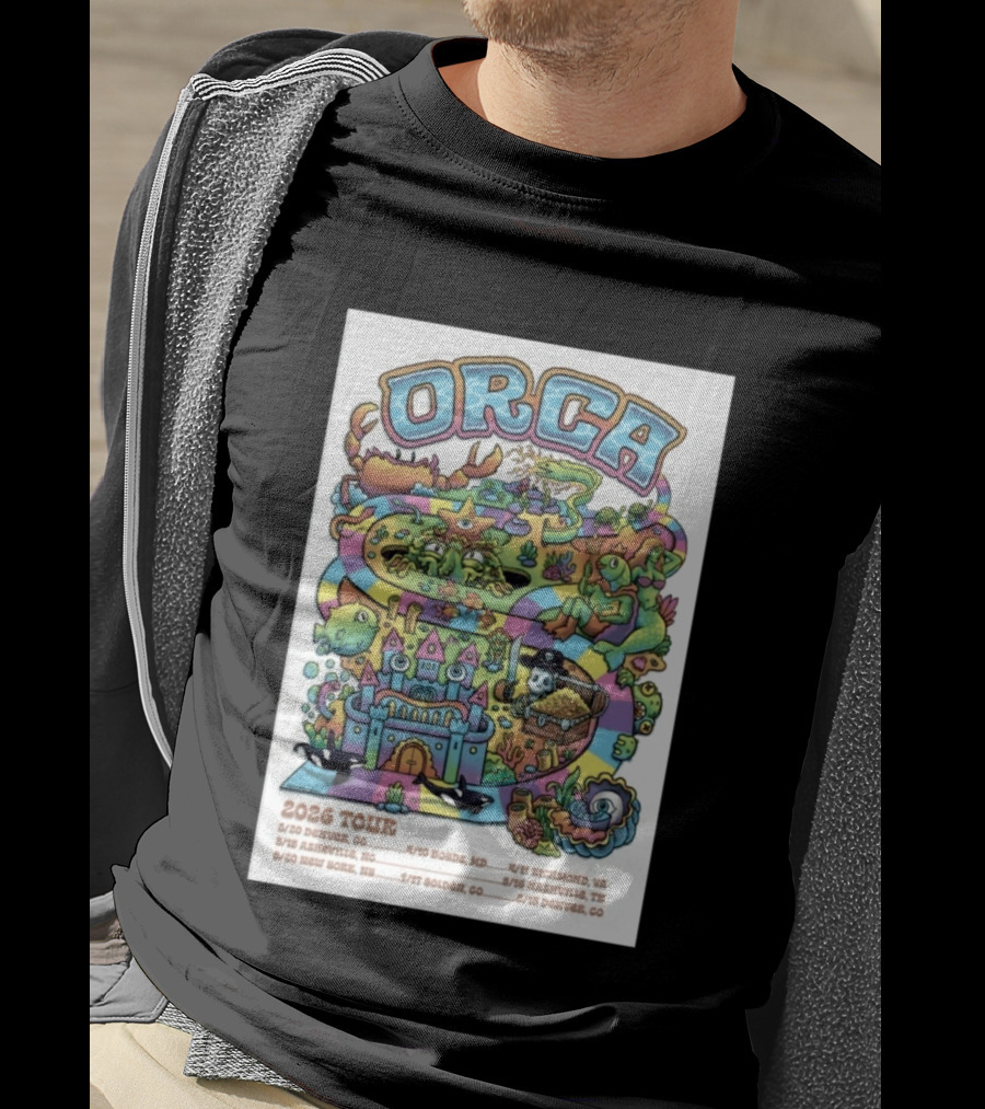 ORCA 2026 Tour Colorful Adventure Map Denver Asheville New York Boise Richmond Nashville Golden T-Shirt