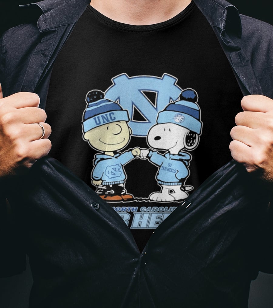UNC Tar Heels Peanuts Characters Fit Bump North Carolina 2026 T-Shirt