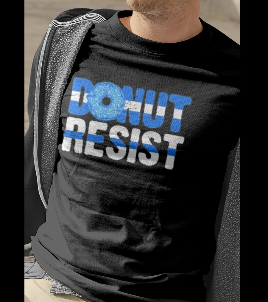Donut Resist Police Officer Thin Blue Line Cop Policeman T-Shirt