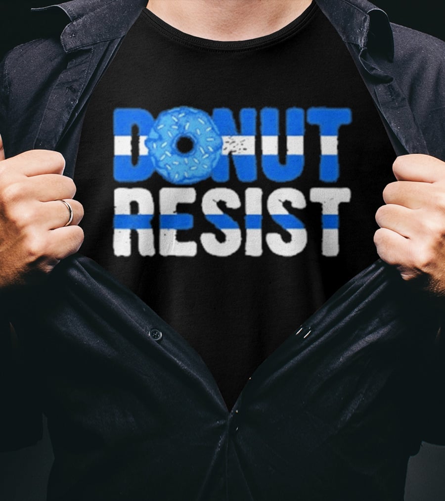 Donut Resist Police Officer Thin Blue Line Cop Policeman T-Shirt