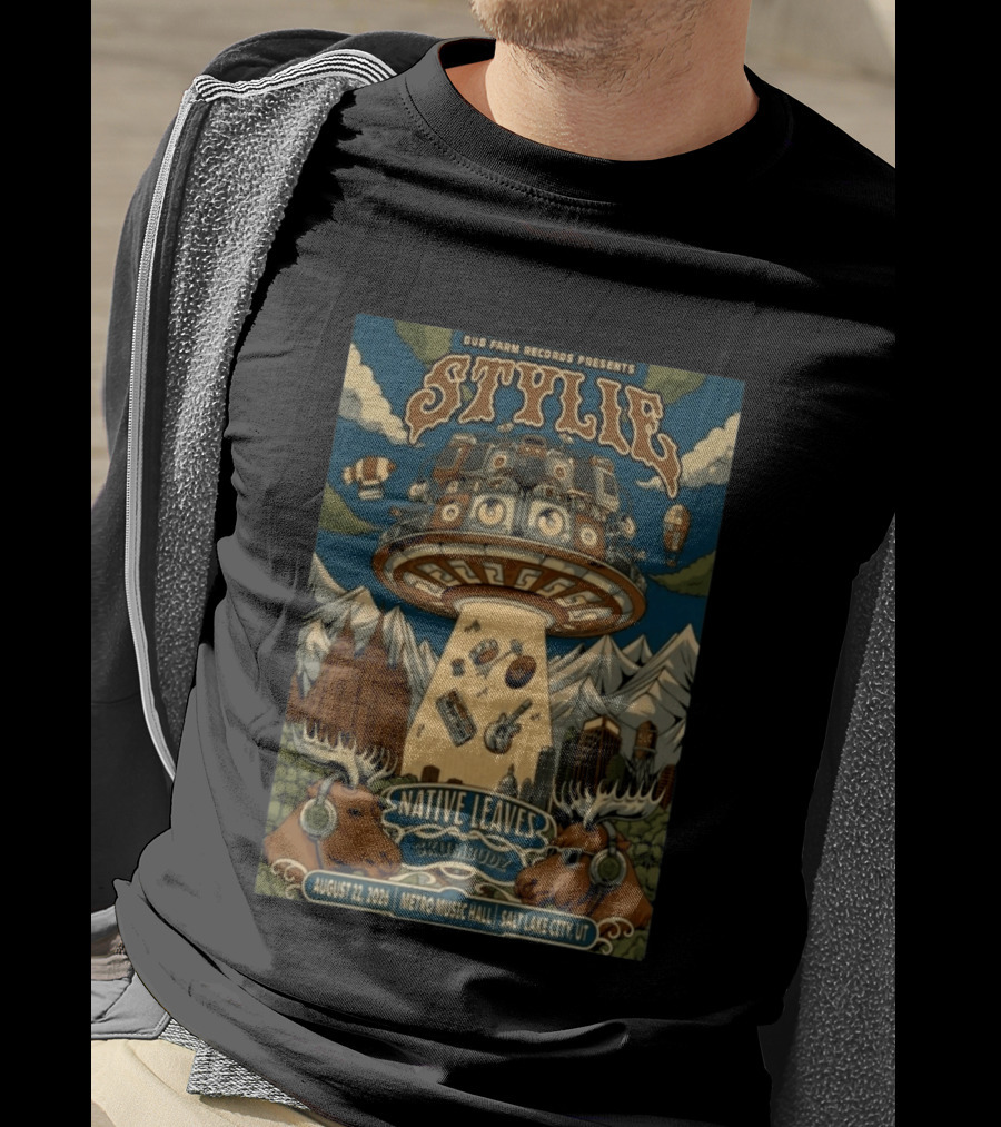 Dub Farm Records Presents Stylie Native Leaves Skumbudz Salt Lake City UT August 22 2026 Metro Music Hall T-Shirt