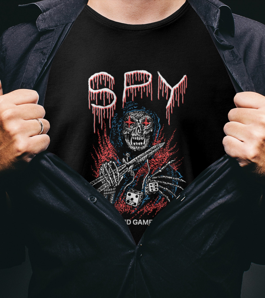 END GAME Red Star Eyed Skull With Knife And Dice T-Shirt