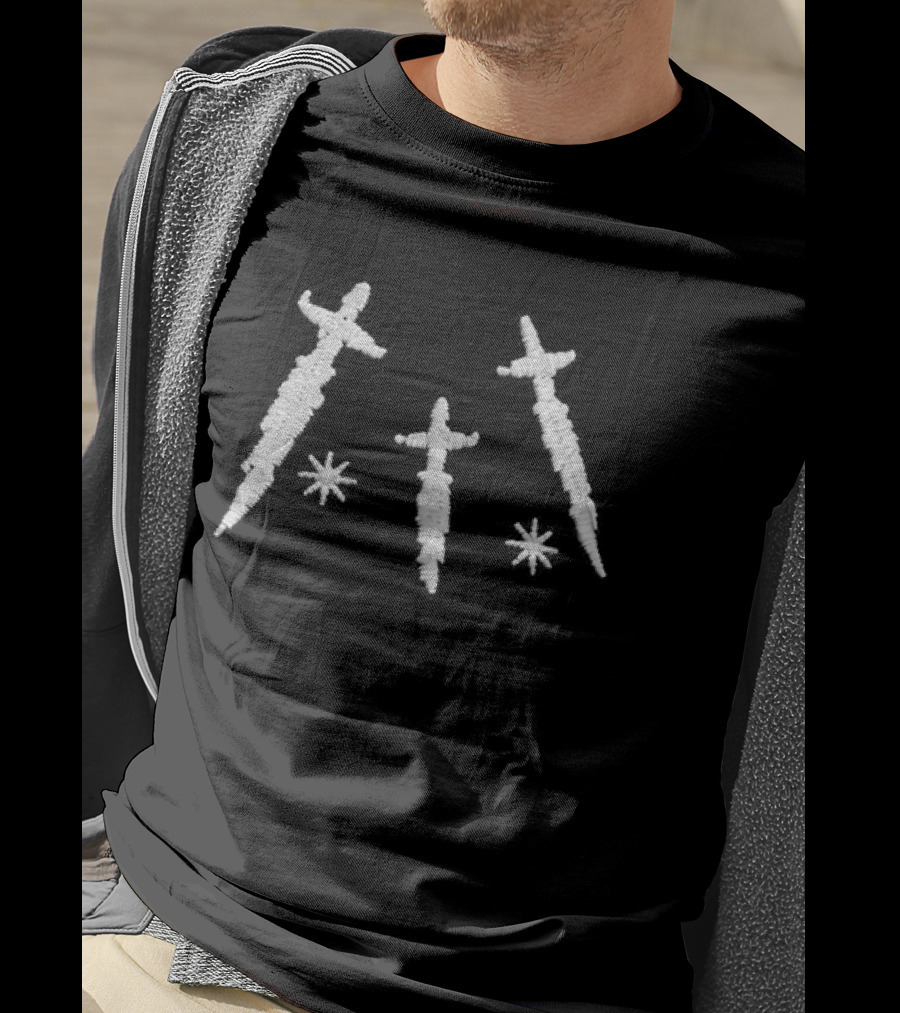 Swords Of Revealing Light Hat Symbolic White Sword Trio And Stars T-Shirt