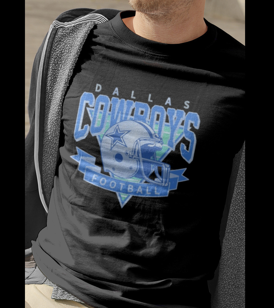 Dallas Cowboys Helmet Football Team Sports Apparel Blue Fan Gear T-Shirt