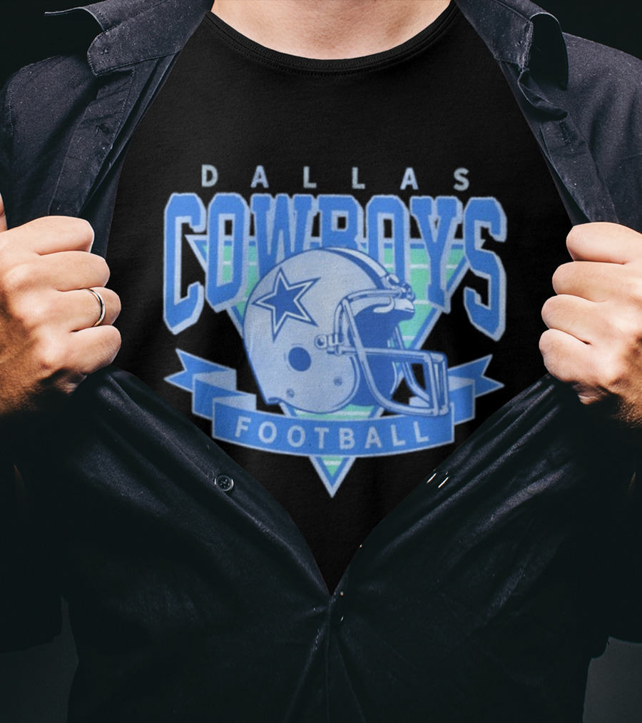 Dallas Cowboys Helmet Football Team Sports Apparel Blue Fan Gear T-Shirt
