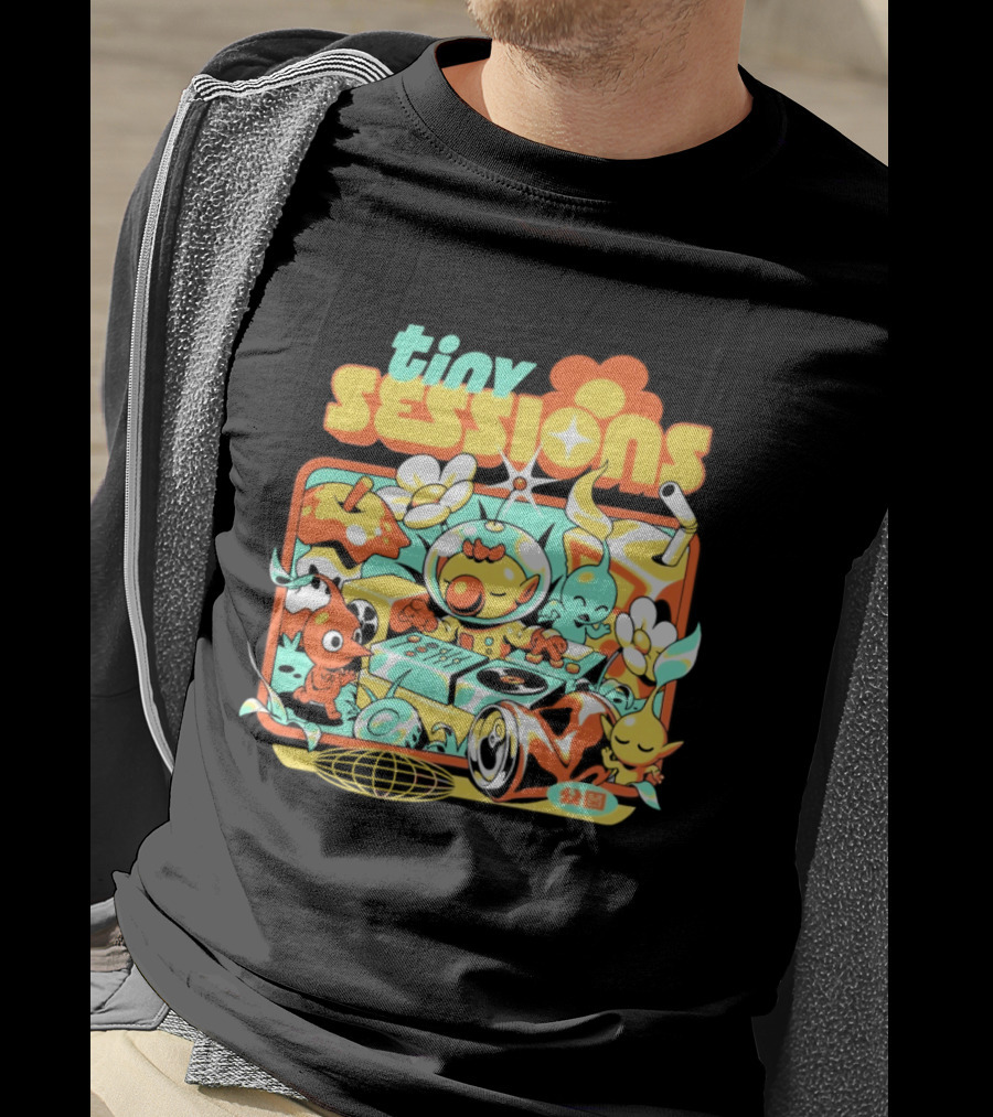 Tiny Sessions Robot DJ And Dancing Creatures T-Shirt