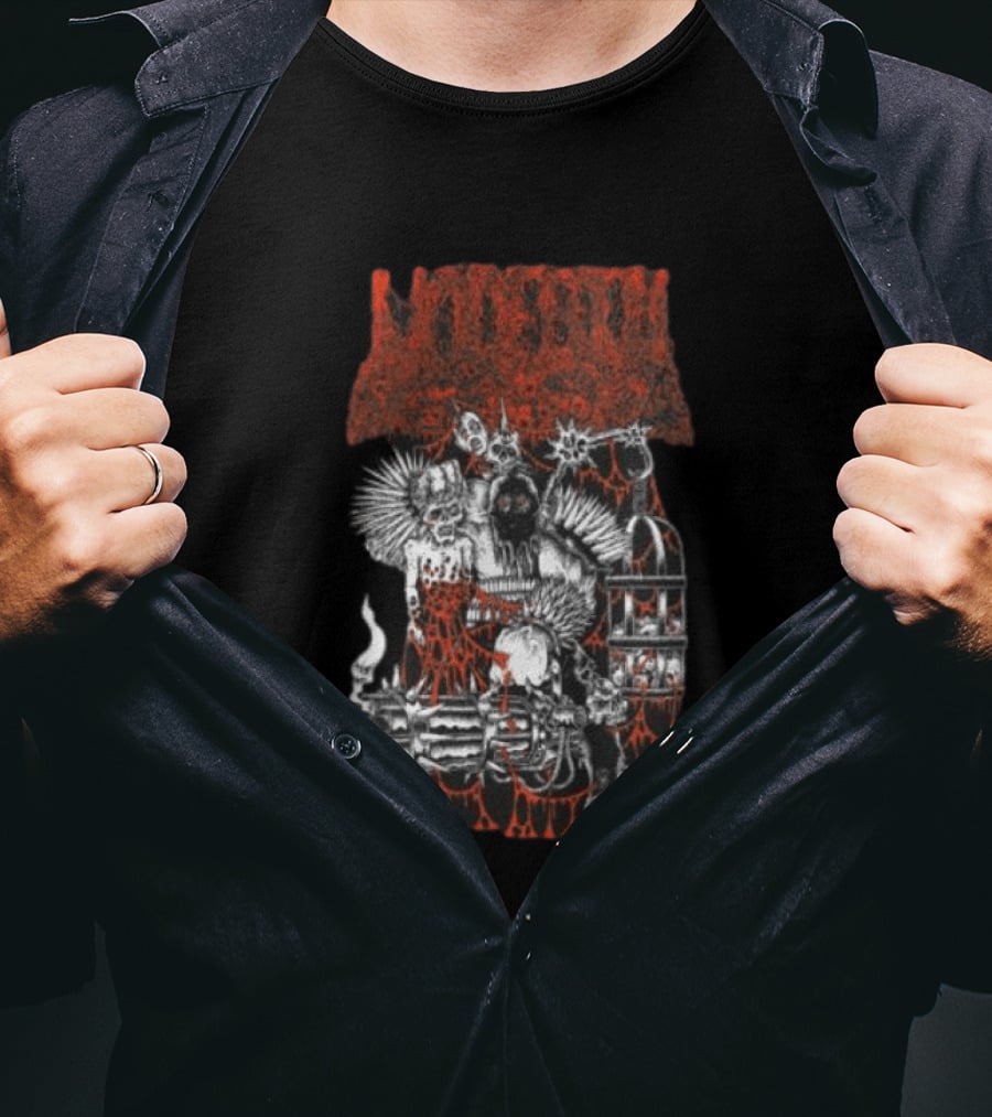 Undeath Metal Shop Grim Zombie Horror Red Black T-Shirt