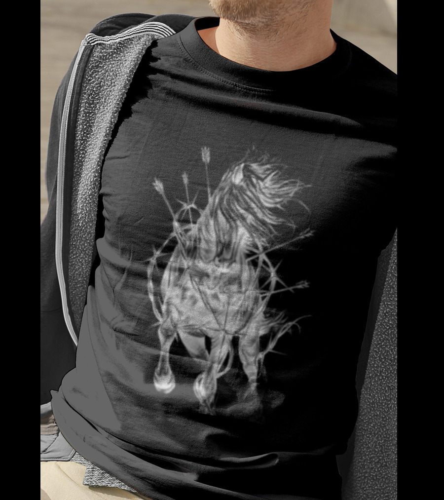 Zero Skateboards Store Wild Heart Black Horse And Flowers T-Shirt