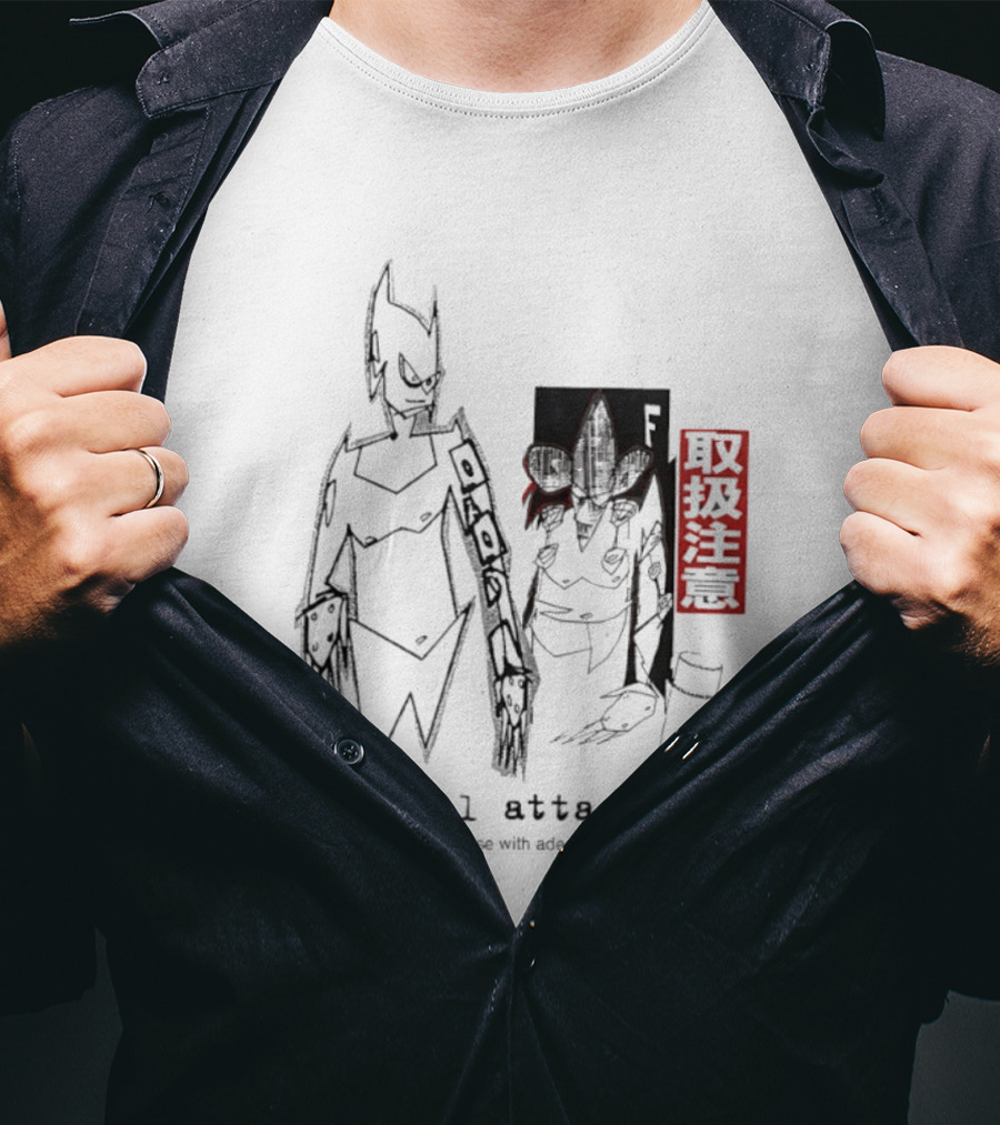 Aerosol Attack Use With Adequate Ventilation Japanese Text Robots T-Shirt