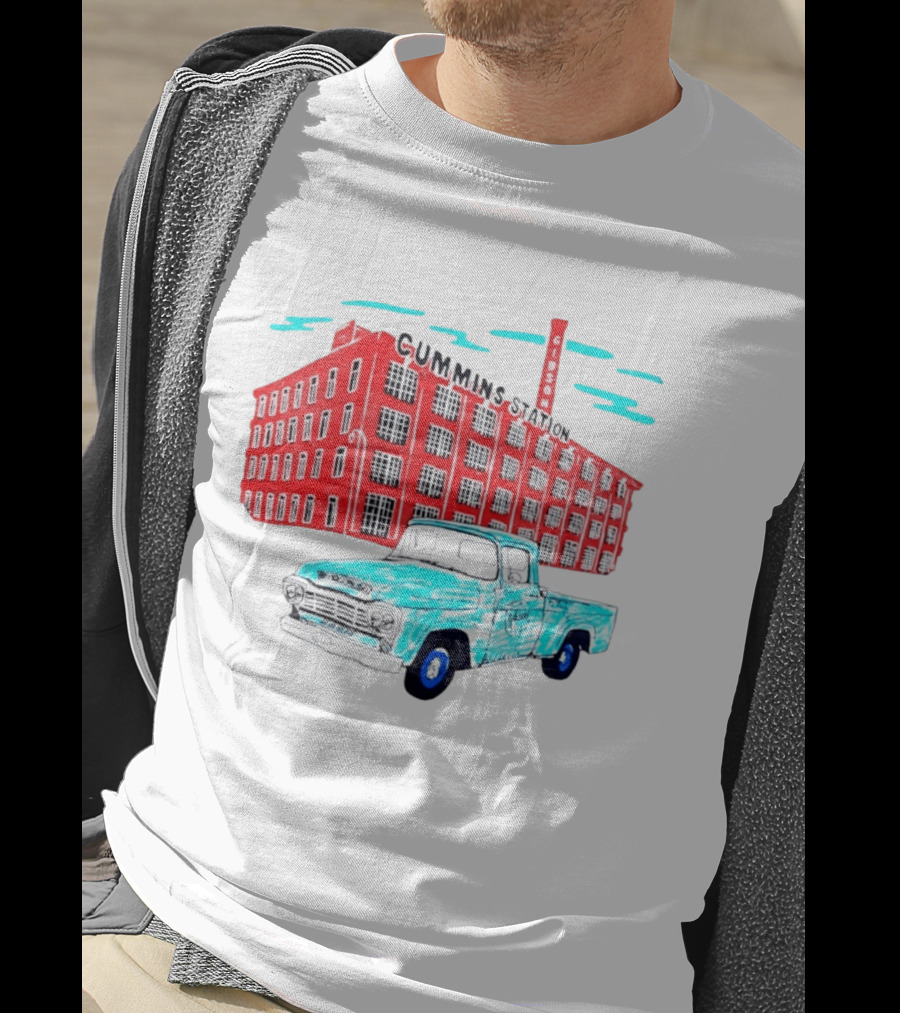 Gilson Cummins Station Vintage Truck And Building Scene T-Shirt