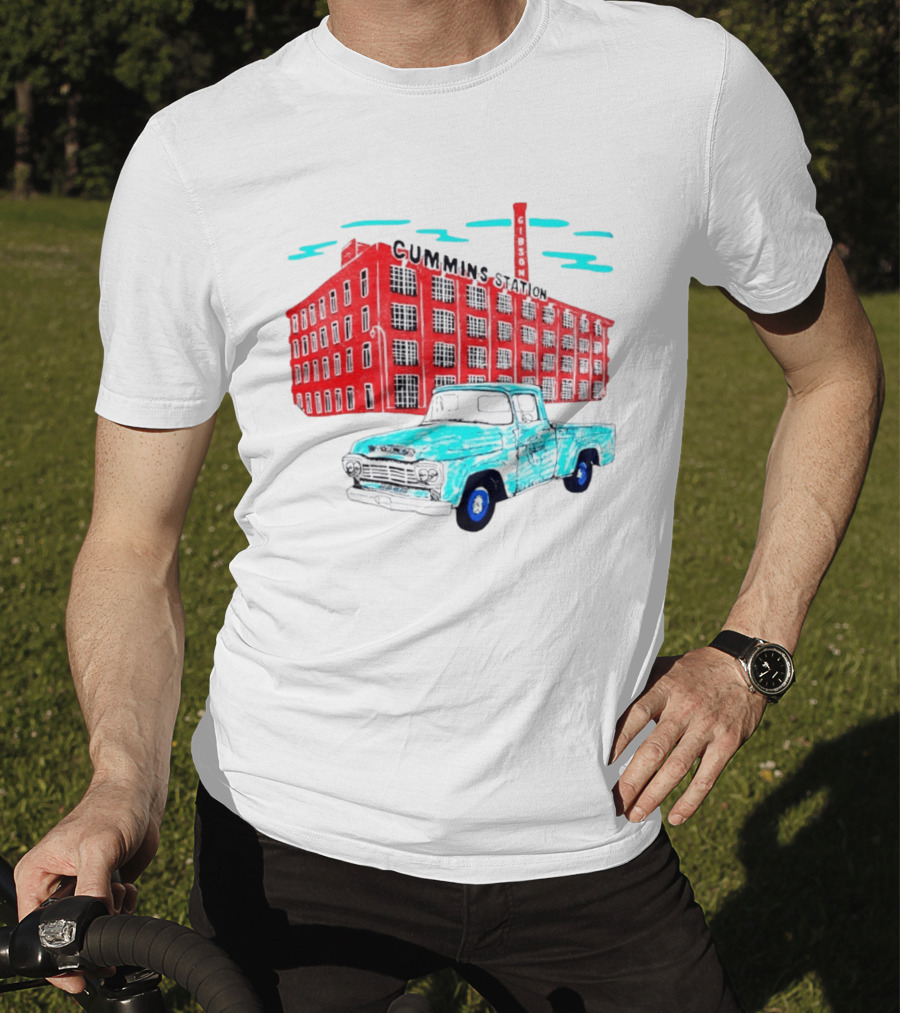 Gilson Cummins Station Vintage Truck And Building Scene T-Shirt